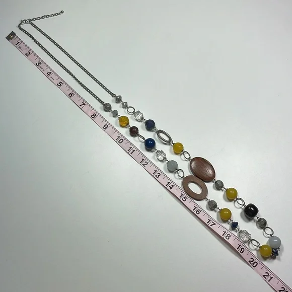 Multi-color wooden beads long necklace - Picture 8 of 8